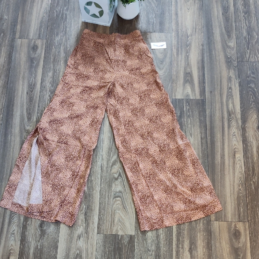 Jessica Simpson Leopard Print Wide-Leg Pants Size Small